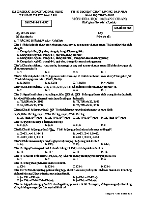 Đề khảo sát chất lượng đầu năm môn Hóa học Lớp 10 (Ban cơ bản) - Mã đề 132 - Năm học 2017-2018 - Trường THPT Trần Phú